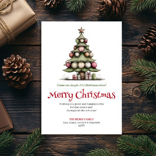 Spielvolle skurrile Weihnachtsbaum-Grußkarte Feiertagskarte
