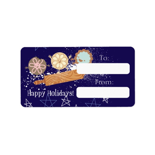 Spielvolle Weihnachtskekse aus der Küche von Adressaufkleber (Vorne)