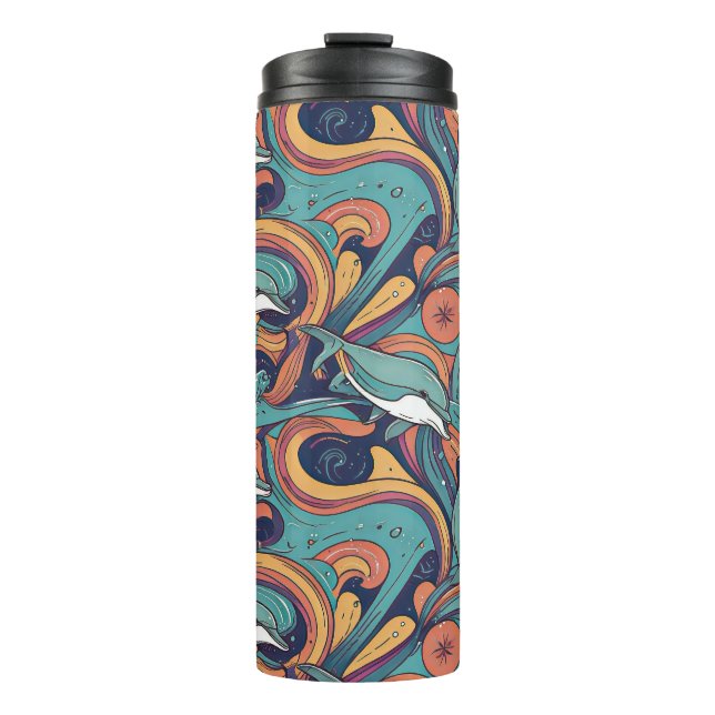 Spielvolles Delphinmuster - Ocean Inspiriert Desig Thermosbecher (Vorderseite)