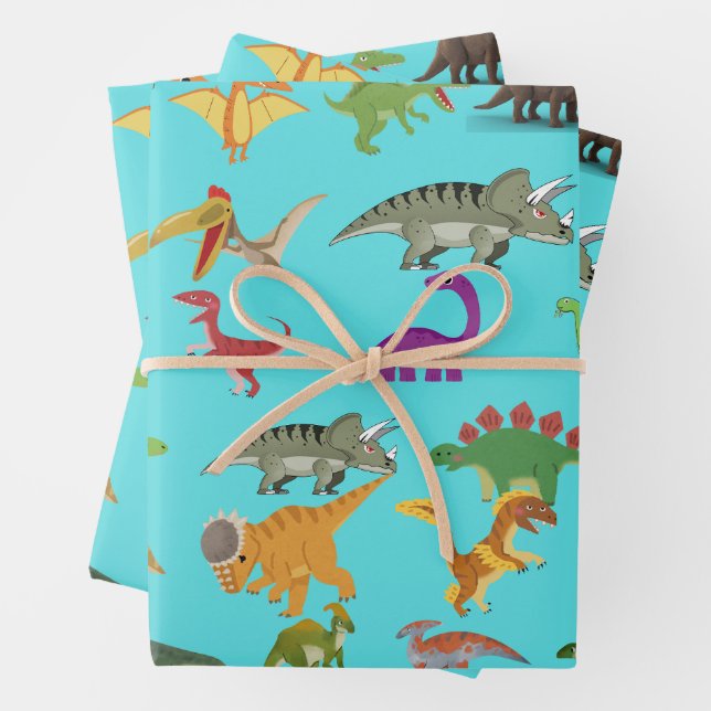 Spielvolles Dinosaurier Wrapping Paper Geschenkpapier Set (Beispiel)