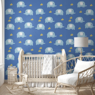 Spielvolles Elephant Safari Animals Kinderzimmer Tapete