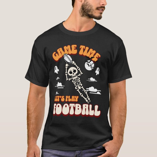 Spielzeit Lasst uns Fußball Halloween Funny spiele T-Shirt (Vorderseite)