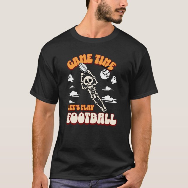 Spielzeit Lasst uns Fußball Halloween Funny spiele T-Shirt (Vorderseite)