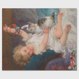 Spielzeit: Mädchen spielen mit ihrem Pet Kitten Geschenkpapier