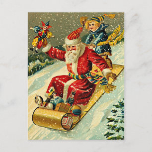 Spielzeit mit Weihnachtsmann Feiertagspostkarte