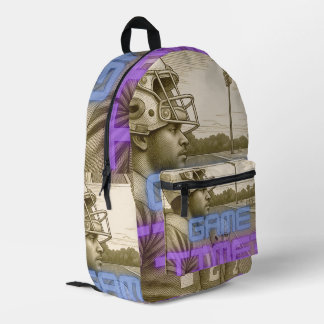 Spielzeit Retro-Fußball-Gravur Street Backpack Bedruckter Rucksack
