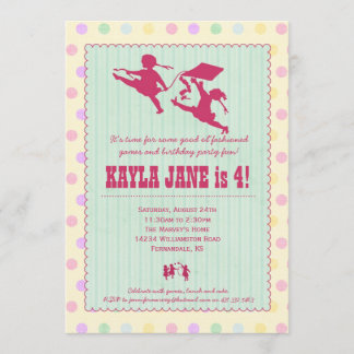 Spielzeit Spaß Vintage Party Einladung - Mädchen