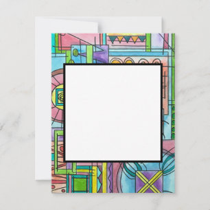 Spielzeithandgemalte Wasserfarben Kunst Mitteilungskarte