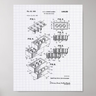 Spielzeug-Baustein 1961 Patentkunst - Liniiertes P Poster