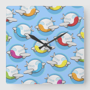 Spielzeug-Flugzeug Quadratische Wanduhr