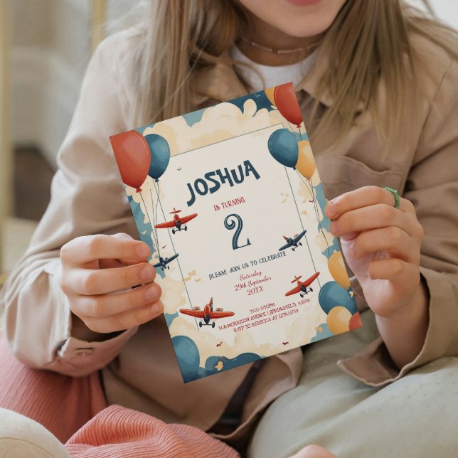 Spielzeug Flugzeug und Balloons Kindergeburtstag P Einladung (Von Creator hochgeladen)