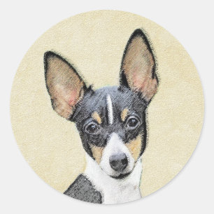 Spielzeug Fox Terrier Painting - Niedliche Origina Runder Aufkleber