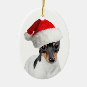 Spielzeug-Foxterrier-Weihnachtsverzierung Keramik Ornament