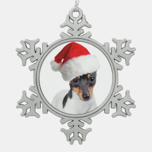 Spielzeug-Foxterrier-Weihnachtsverzierung Schneeflocken Zinn-Ornament