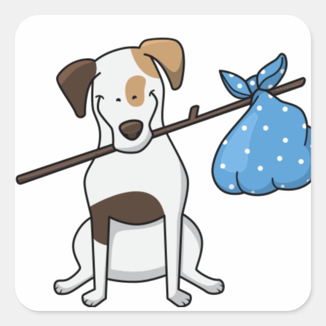 Spielzeug-Fuchs-Terrier-Hobo-Cartoon Quadratischer Aufkleber (Vorderseite)