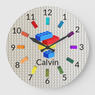 Spielzeug Gebäude Bricks Kinderzimmer Große Wanduhr