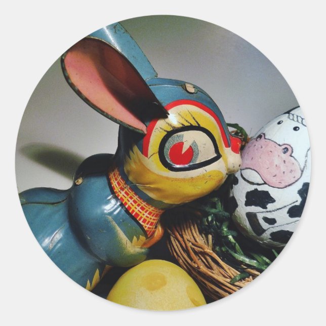 Spielzeug-Kaninchen und Kuhei Runder Aufkleber (Vorderseite)