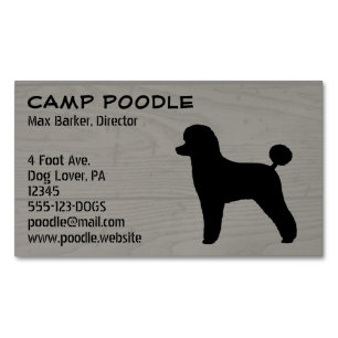 Spielzeug Poodle Hund Silhouette Imitate Holzstil Magnetische Visitenkarte