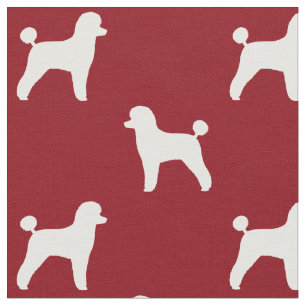 Spielzeug Poodle Hund Silhouetten Muster rot und w Stoff