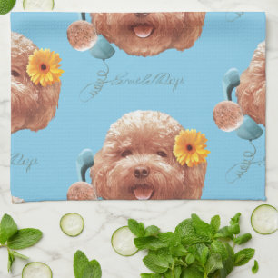 Spielzeug Poodle mit Blume- und Telefondarstellung Geschirrtuch