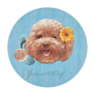 Spielzeug Poodle mit Blume- und Telefondarstellung Schneidebrett