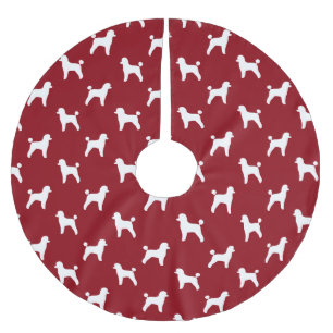 Spielzeug Poodle Silhouetten Pattern Red Polyester Weihnachtsbaumdecke