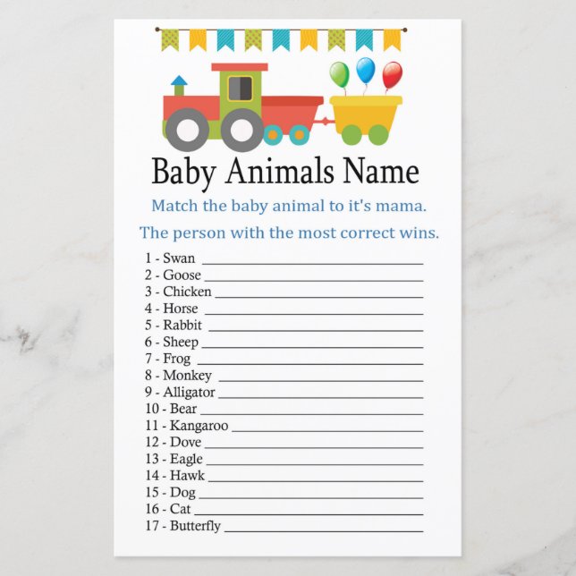 Spielzeug trainieren Baby Animals Name Game (Vorderseite)