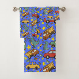Spielzeugautos & Dinosaurier Badhandtuch Set