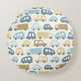 Spielzeugautos & Lastwagen | Staubblau Beige Rundes Kissen