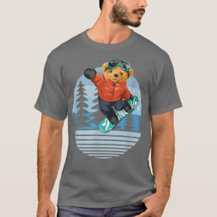 Spielzeugbär Snowboarden Wald Naturschnee T-Shirt