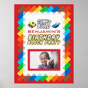 Spielzeugblock Bauthema Geburtstagsparty Poster