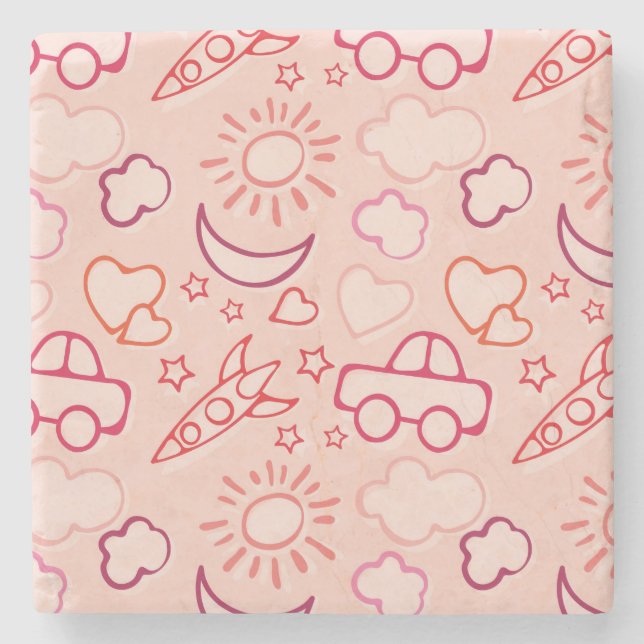 Spielzeughintergrund Steinuntersetzer (Vorderseite)