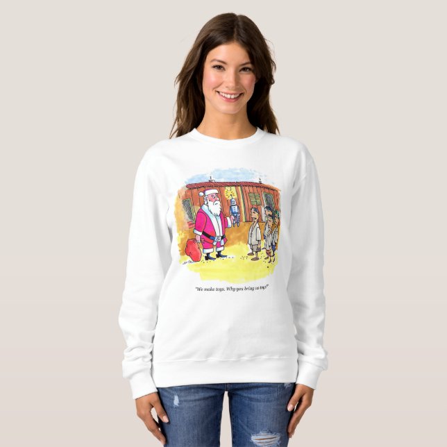 Spielzeugmacherfrauen weißes Sweatshirt (Vorne ganz)