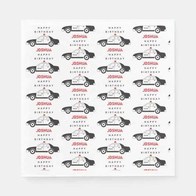 Spielzeugpolizei Individuelle Name Kindergeburtsta Serviette (Vorderseite)