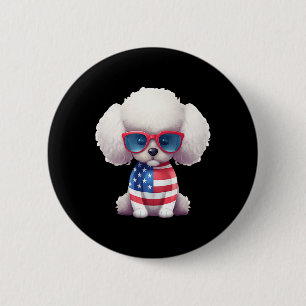 Spielzeugpudel mit patriotischer USA-Flagge Amerik Button