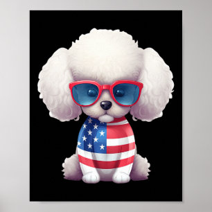 Spielzeugpudel mit patriotischer USA-Flagge Amerik Poster