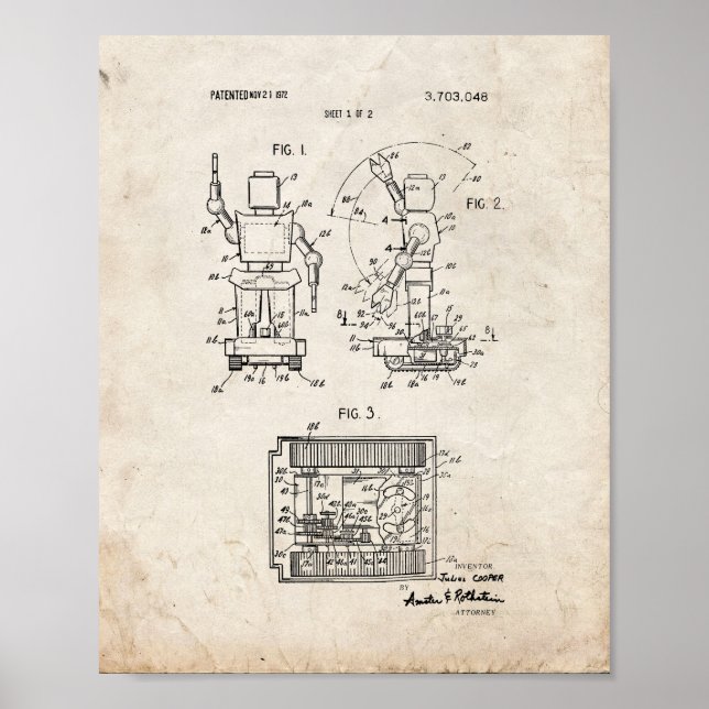 Spielzeugrobot-Patent - Altes Aussehen Poster (Vorne)
