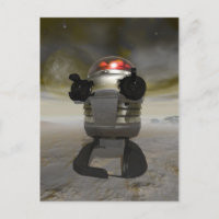 Spielzeugroboter auf einem Alien-Planeten Postkart