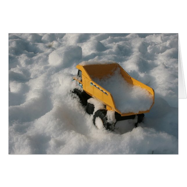 Spielzeugwagen im Schnee (Vorderseite (Horizontal))