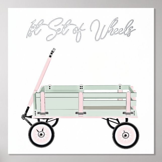 Spielzeugwagen mit Foil Text Print Poster (Vorderseite)