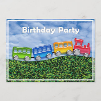 Spielzeugzug auf dem Land Einladung zum Geburtstag
