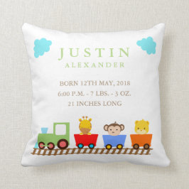 Spielzeugzug Baby Birth Ankündigung Pillow Kissen