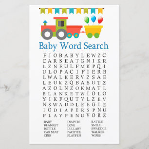 Spielzeugzug Baby Shower Word Search Game
