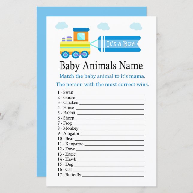 Spielzeugzug Babytiere Name Game (Vorne/Hinten)