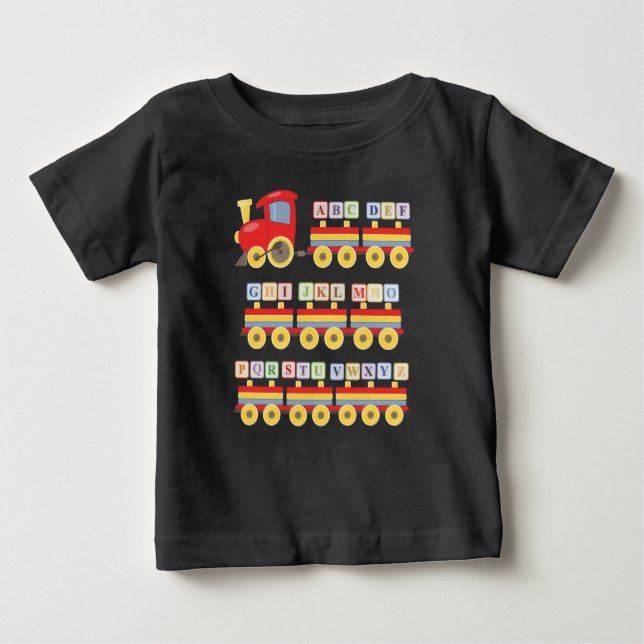 Spielzeugzug mit Alphabet Blocks Baby T-shirt (Vorderseite)