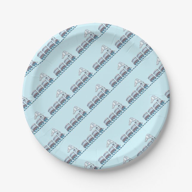 Spielzeugzug Pappteller (Vorderseite)