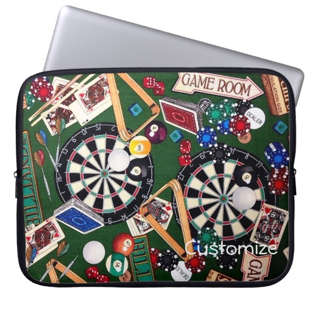 Spielzimmer Darts Billard Karten Notebook-Sieb Laptopschutzhülle (Vorderseite)