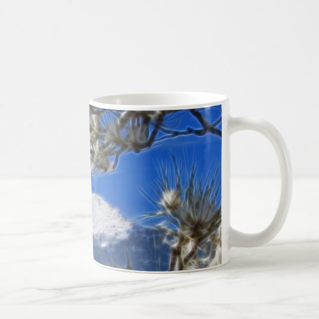 Spiess-umfaßte Höchstwinter-Schnee Fraktal-Kunst Tasse (Rechts)