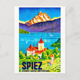 Spiez, grüne Fläche vor der Stadt Schweiz Postkarte