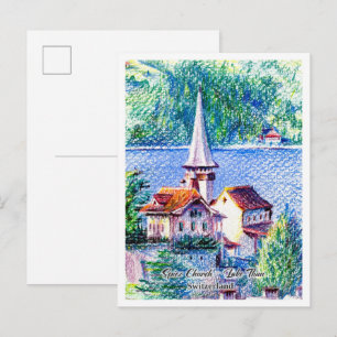 Spiezer Kirche am Thunersee in Spiez Schweiz  Postkarte